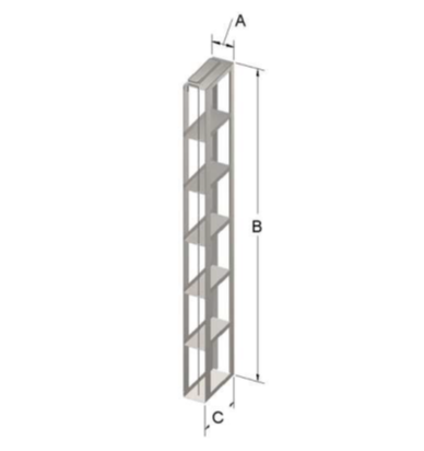 Custom Biogenic Systems - 12VPLR-2 - Stainless Steel Vertical Chest Racks for 2" High Plastic or Cardboard Boxes With Locking Rods
