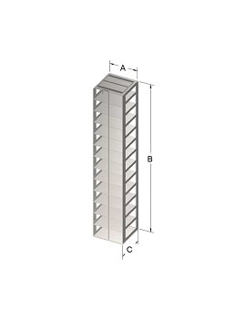 Custom Biogenic Systems - 1219PLR-O - Stainless Steel Oversized Chest Racks 3.75" Boxes, 6-Shelf