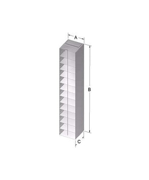 Custom Biogenic Systems - 1204APLR - Aluminum Oversized Chest Racks for 2" High Boxes with Locking Rods and Handles, 10-Shelf