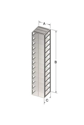 Custom Biogenic Systems - 1208PLR-O - Stainless Steel Oversized Chest Racks for 2" High Boxes with Locking Rods and Handles, 6-Shelf