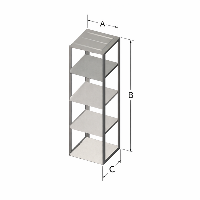 Custom Biogenic Systems - CLB - Stainless Steel Chest Rack for 4.75" High Boxes 15ml and 50ml Tubes