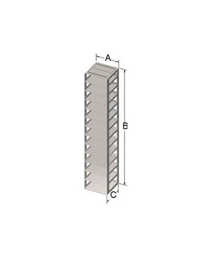 Custom Biogenic Systems - CM9-0-5 - Stainless Steel Chest Rack for 2" High, 50 Cell, 0.5ml Microtube Boxes (2 Boxes per Shelf), 18 Boxes