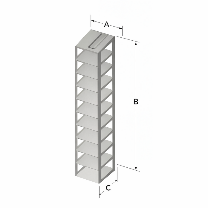 Custom Biogenic Systems - CTB-2-375 - Stainless Steel Chest Rack for Matrix TrakMate 1.0mlL Screw-Top Latch Rack Boxes (SBS Footprint)