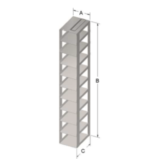 Custom Biogenic Systems - CTB-2-375LR - Stainless Steel Chest Rack for Matrix TrakMate 1.0ml Screw-Top Latch Rack Boxes with Locking Rod (SBS Footprint)