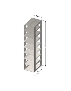 Custom Biogenic Systems - CTB9 - Stainless Steel Chest Rack for 96-Well Microtube Boxes (SBS Footprint)