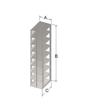 Custom Biogenic Systems - CTB8LR - Stainless Steel Chest Rack for 96 Well Microtube Boxes (SBS Footprint) with Locking Rod