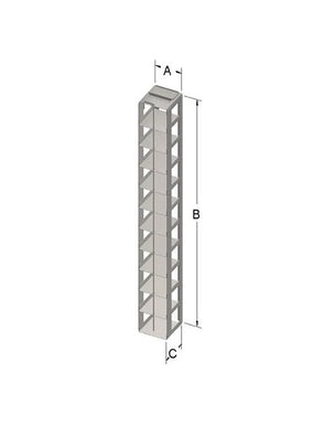 Custom Biogenic Systems - M111PLR - Stainless Steel Mini Chest Racks for 2" High Mini Boxes with Locking Rods and Handles, 3-Shelf