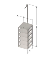 Custom Biogenic Systems - CB200-5-2P - Stainless Steel Cryosystem 2000 Rack for 2" High Boxes With Locking Rod and Handle, 5-Shelf