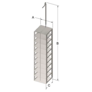 Custom Biogenic Systems - CB400-7-3.125 - 7-Shelf Stainless Steel Cryosystem 4000 Rack for 3.125" High Boxes With Locking Rod and Handle