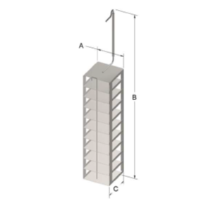 Custom Biogenic Systems - CB600-5-4.375 - 5-Shelf Stainless Steel Cryosystem 6000 Rack for 4.375" High Boxes with Locking Rod and Handl