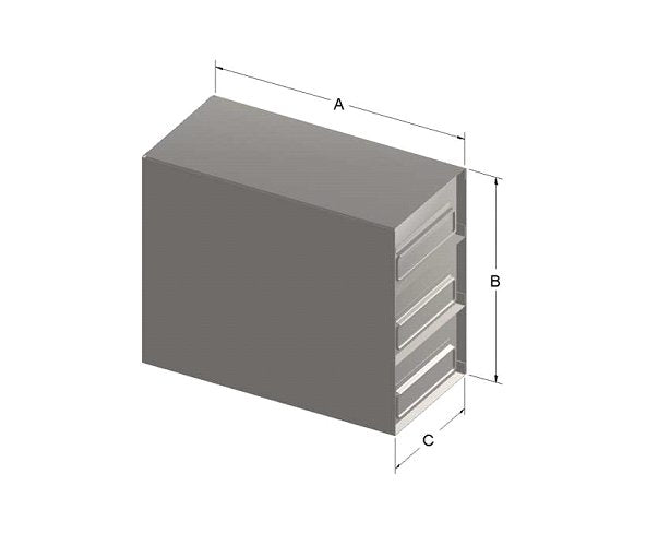 Custom Biogenic Systems - UFR-PCR33 - Upright Stainless Steel Drawer Racks for 0.2 mL Tube 96 Well PCR and Matrix TraKMate 500 μl (0.5 mL) Latch Rack Boxes