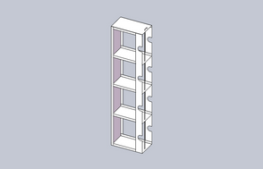 LR-4-3 - Vertical Half Rack for 3" Boxes, Holds 4 Boxes