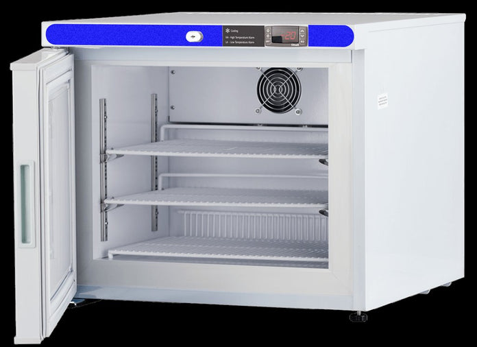 Lab Research Products - LRP-HC-UCFS-0120A-LH - 1.3 Cu. Ft. Capacity Plus Series Countertop Auto Defrost Laboratory Freezer Freestanding, Left Hinged