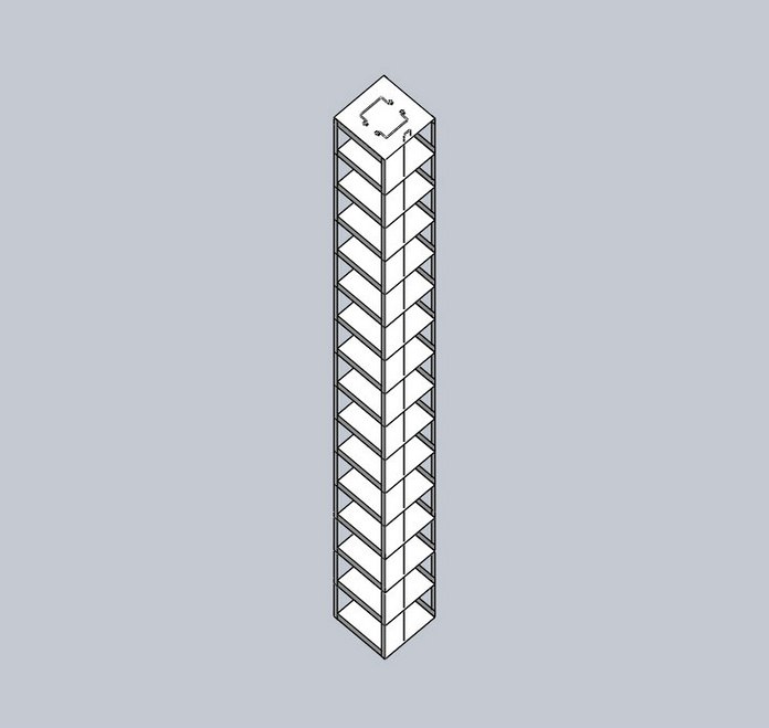 MCF-15-2-S - Vertical Rack for Mini 2" Boxes with Spring Lock, Holds 15 Boxes