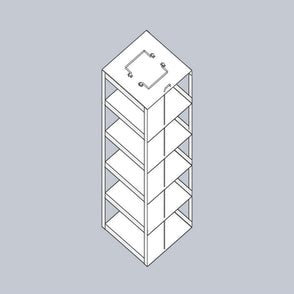 MCF-5-3 - Vertical Rack for Mini 3" Boxes, Holds 5 Boxes