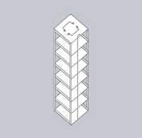 MCF-7-2 - Vertical Rack for Mini 2" Boxes, Holds 7 Boxes