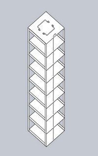 MCF-8-3 - Vertical Rack for Mini 3" Boxes, Holds 8 Boxes