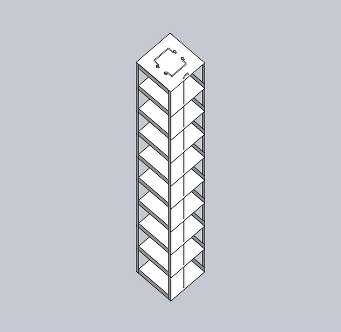 Crystal Industries - MCF-9-2 - Vertical Rack for Mini 2" Boxes, Holds 9 Boxes