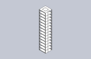 MCFA-14-2 - Aluminum Vertical Rack for Mini 2" Boxes, Holds 14 Boxes