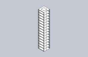 MCFA-15-2 - Aluminum Vertical Rack for Mini 2" Boxes, Holds 15 Boxes
