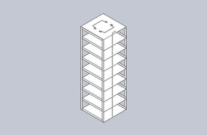 MCFA-8-3 - Aluminum Vertical Rack for Mini 3" Boxes, Holds 8 Boxes