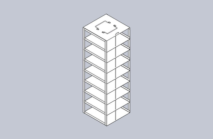 MCFA-8-3 - Aluminum Vertical Rack for Mini 3" Boxes, Holds 8 Boxes