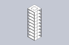 MCFA-9-3 - Aluminum Vertical Rack for Mini 3" Boxes, Holds 9 Boxes