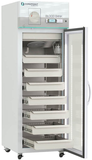 American Biotech Supply - NSBR231WSGCR-0 - 23 Cu. Ft. Glass Door Blood Bank Refrigerator, High Performance, FDA Listed, Class II Medical Device with Chart Recorder