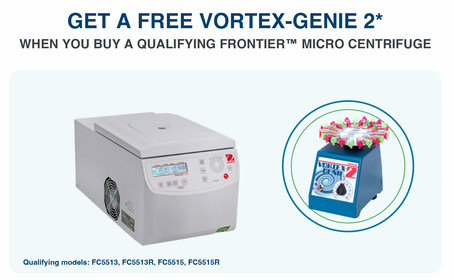 GET A FREE VORTEX-GENIE 2* when you buy  a qualifying FRONTIER™ MICRO CENTRIFUGE