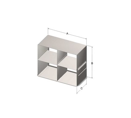 Custom Biogenic Systems - ULB42 - Upright Stainless Steel Rack for 4.75" High Boxes Containing 15ml & 50ml Tubes with Handles