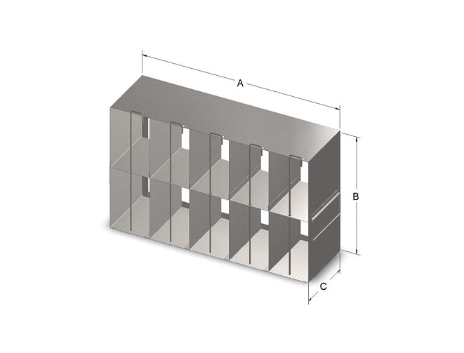 Custom Biogenic Systems - UMP316LR - pright Stainless Steel Freezer Rack for 96-Well and 384-Well Microtiter Plates with Handles and Locking Rods, 30 - 36 Plates