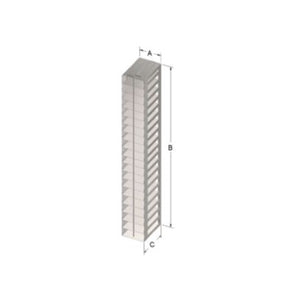 Custom Biogenic Systems - CTB-1-25LR - Stainless Steel Chest Rack for Matrix TrakMate 0.5ml Latch Rack Boxes with Locking Rods (SBS Footprint)