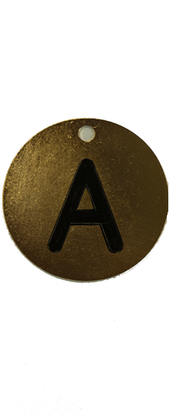 Crystal Industries - TAG-L - Brass Tags (2" Diameter) with Engraved 1" Tall Letters (A-Z)