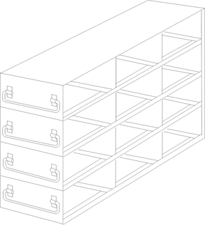 UFD-34-L375 - Upright Freezer Drawer Rack for Large 3.75" Boxes, 3x4 Configuration