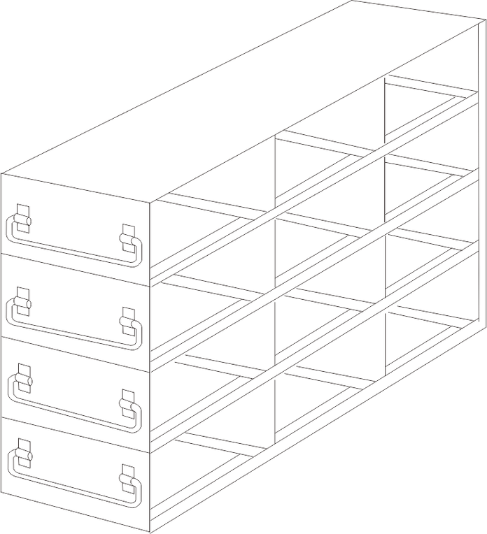 UFD-342 - Drawer Rack for 2" Boxes, 3x4 Configuration