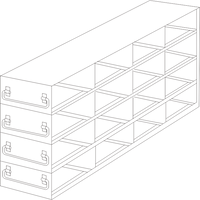 UFD-442 - Drawer Rack for 2" Boxes, 4x4 Configuration
