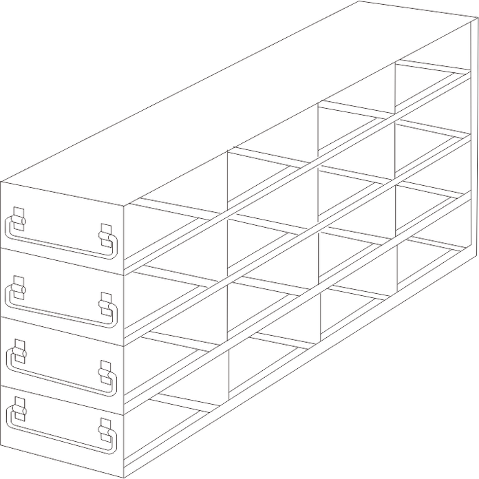 Crystal Industries - UFD-442 - Drawer Rack for 2" Boxes, 4x4 Configuration