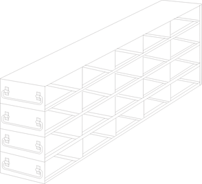UFD-54-L375 - Upright Freezer Drawer Rack for Large 3.75" Boxes, 5x4 Configuration