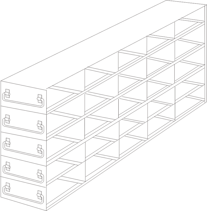 UFD-552 - Drawer Rack for 2" Boxes, 5x5 Configuration