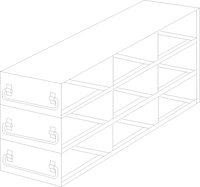 Crystal Industries - UFDH50-33 - Upright Freezer Drawer Rack for 50-Cell Hinged Top Plastic Boxes, 3x3 Configuration