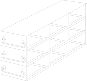 UFDH50-33 - Upright Freezer Drawer Rack for 50-Cell Hinged Top Plastic Boxes, 3x3 Configuration
