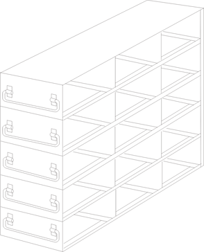 UFDH50-35 - Drawer Rack for 50-Cell Hinged Top Plastic Boxes, 3x5 Configuration