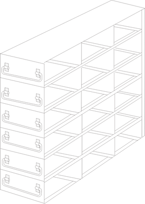 UFDH50-36 - Drawer Rack for 50-Cell Hinged Top Plastic Boxes, 3x6 Configuration