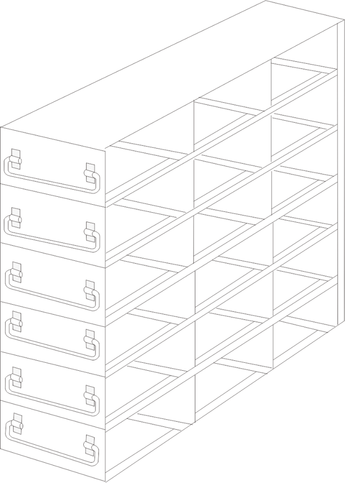Crystal Industries - UFDH50 - Upright Freezer Drawer Rack for 50-Cell Hinged Top Plastic Boxes