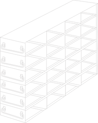 UFDH50-46 - Drawer Rack for 50-Cell Hinged Top Plastic Boxes, 4x6 Configuration