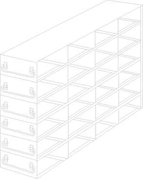 UFDH50-46 - Drawer Rack for 50-Cell Hinged Top Plastic Boxes, 4x6 Configuration
