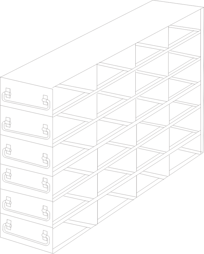UFDH50-46 - Drawer Rack for 50-Cell Hinged Top Plastic Boxes, 4x6 Configuration
