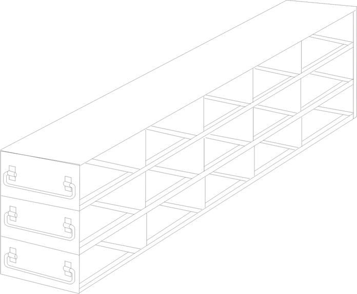 UFDH50-53 - Drawer Rack for 50-Cell Hinged Top Plastic Boxes, 5x3 Configuration