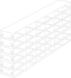 UFDH50-66 - Upright Freezer Drawer Rack for 50-Cell Hinged Top Plastic Boxes, 6x6 Configuration