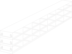 UFDH50-73 - Drawer Rack for 50-Cell Hinged Top Plastic Boxes, 7x3 Configuration